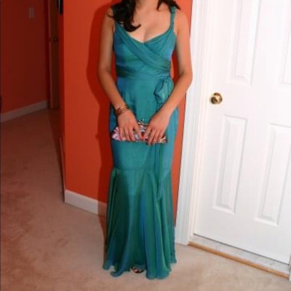 David Meister silk chiffon evening gown